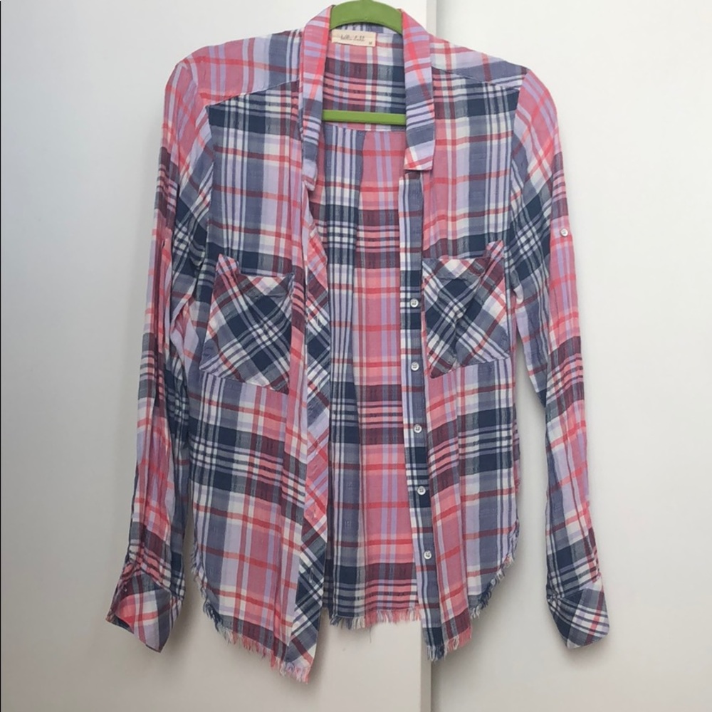 Bella Dahl button down shirt with fringe bottom